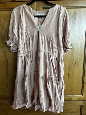 Free the Roses Blush Pink Tiered Mini Dress